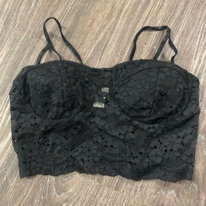 Black lace crop top